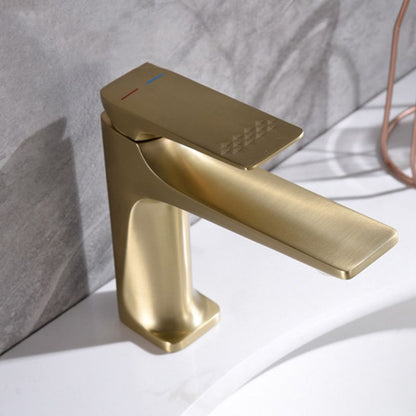 Rynx | Modern Bathroom Faucet Brass Deep Arc Lever Handle with Faucet Hose
