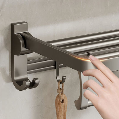 Rynx | Modern Bathroom Accessories Set in Gray with Bathroom Shelf/Towel Holder/Bathrobe Hook & Paper Holder