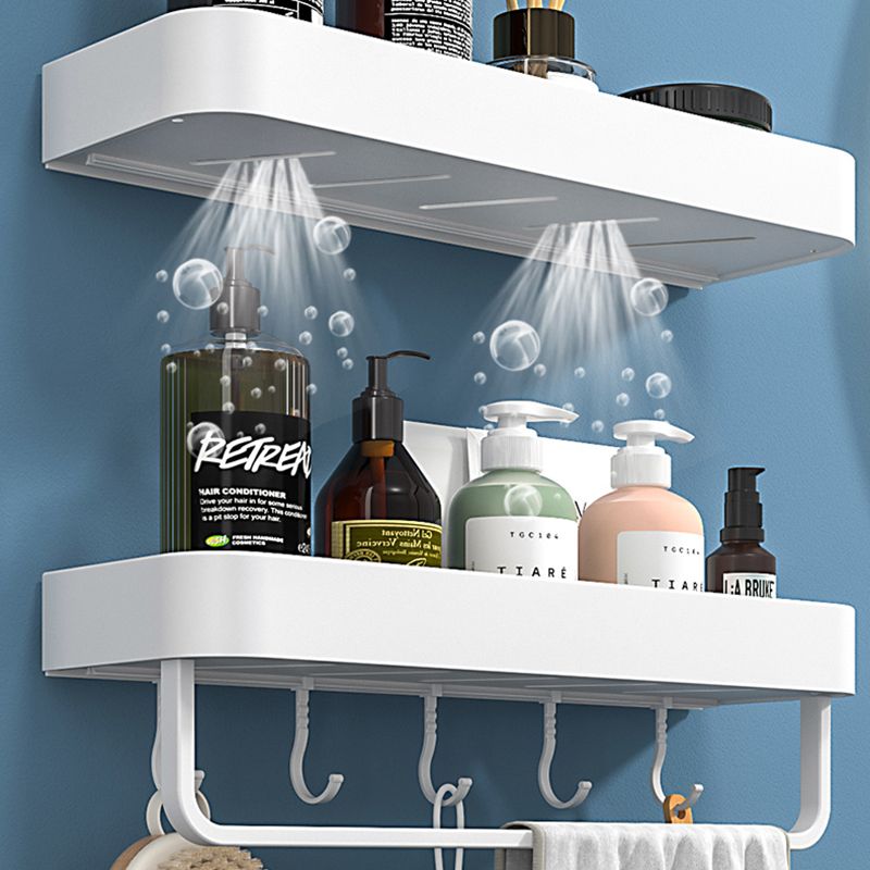 Rynx | White 2-piece Bathroom Hardware Modern Bathroom Accessories Set, Bathroom Shelf