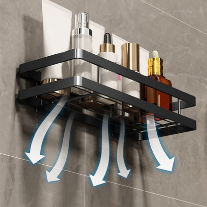 Rynx | 2-piece bathroom shelf made of matte black metal bathroom hardware set