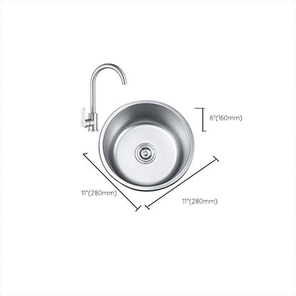Rynx | Round Single Bowl Kitchen Sink Stainless Steel Sink with Drain Strainer Set