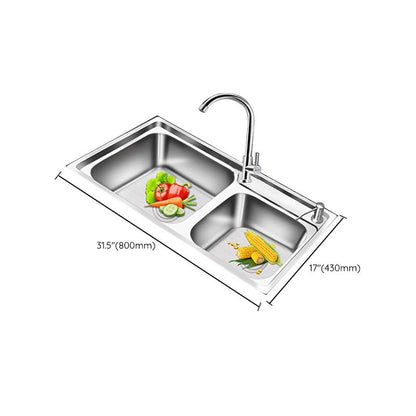 Rynx | Modern Style Kitchen Sink Stainless Steel 2 Holes Top Mount Kitchen Sink
