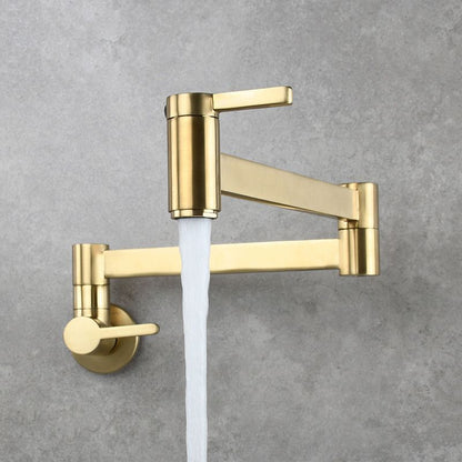 Rynx | 1-handle brushed nickel widespread faucet 1 hole wall-mounted bathroom faucet with brass