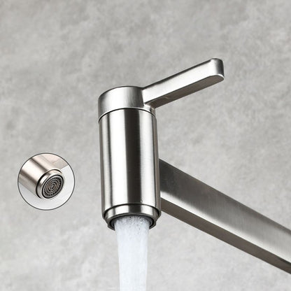 Rynx | 1-handle brushed nickel widespread faucet 1 hole wall-mounted bathroom faucet with brass