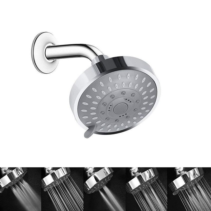 Rynx | Silver Round Fixed Shower Head Modern Style Wall Mount Shower Head