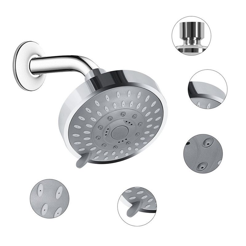 Rynx | Silver Round Fixed Shower Head Modern Style Wall Mount Shower Head