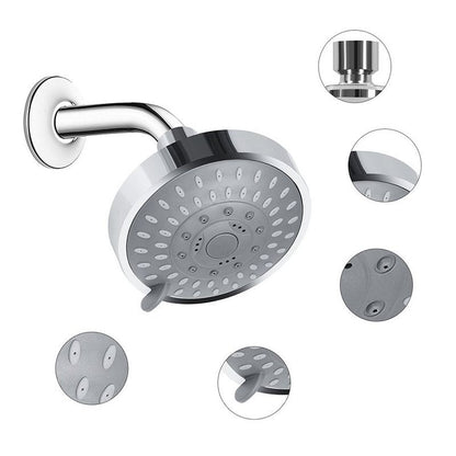 Rynx | Silver Round Fixed Shower Head Modern Style Wall Mount Shower Head