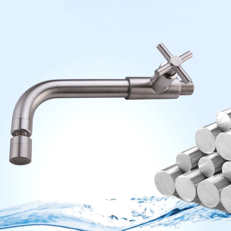 Rynx | Contemporary Wall-Mounted Bathroom Faucet Cross Handles Stainless Steel Faucet