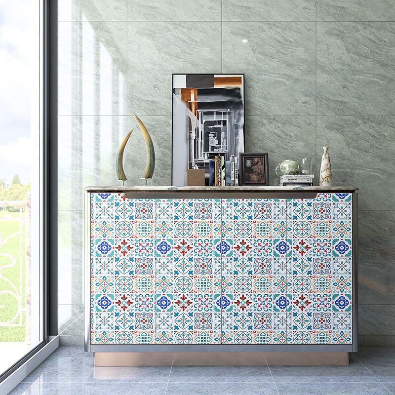Rynx | Square Print Plastic Peel & Stick Tile Field Tile for Backsplash Wall