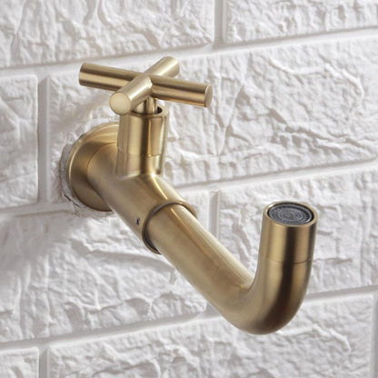 Rynx | Contemporary Wall-Mounted Bathroom Faucet Cross Handles Stainless Steel Faucet