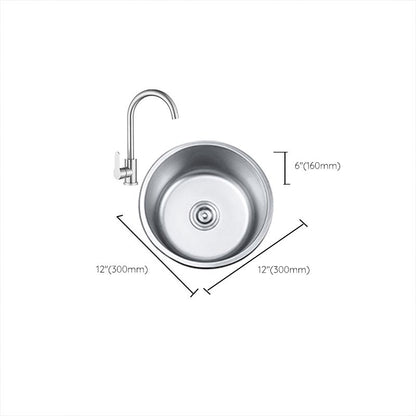 Rynx | Round Single Bowl Kitchen Sink Stainless Steel Sink with Drain Strainer Set
