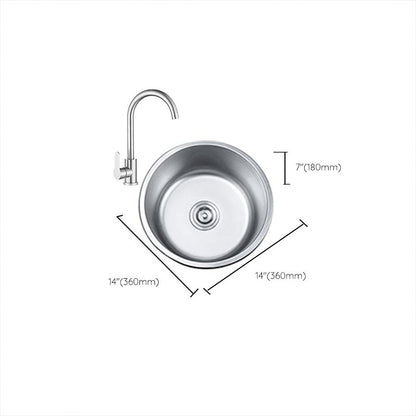Rynx | Round Single Bowl Kitchen Sink Stainless Steel Sink with Drain Strainer Set
