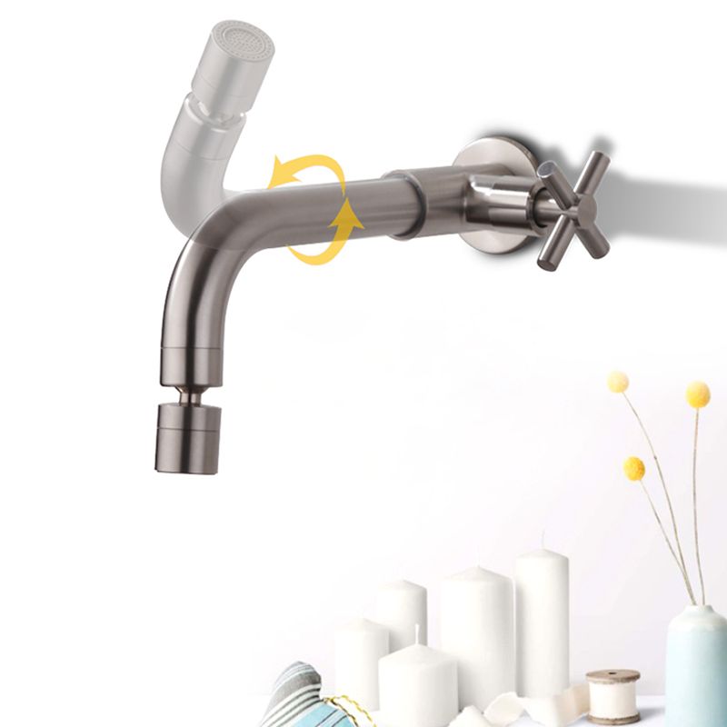 Rynx | Contemporary Wall-Mounted Bathroom Faucet Cross Handles Stainless Steel Faucet