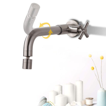 Rynx | Contemporary Wall-Mounted Bathroom Faucet Cross Handles Stainless Steel Faucet