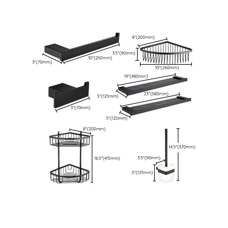 Rynx | 5-piece Modernism Bathroom Accessory Set in Matte Black Stainless Steel