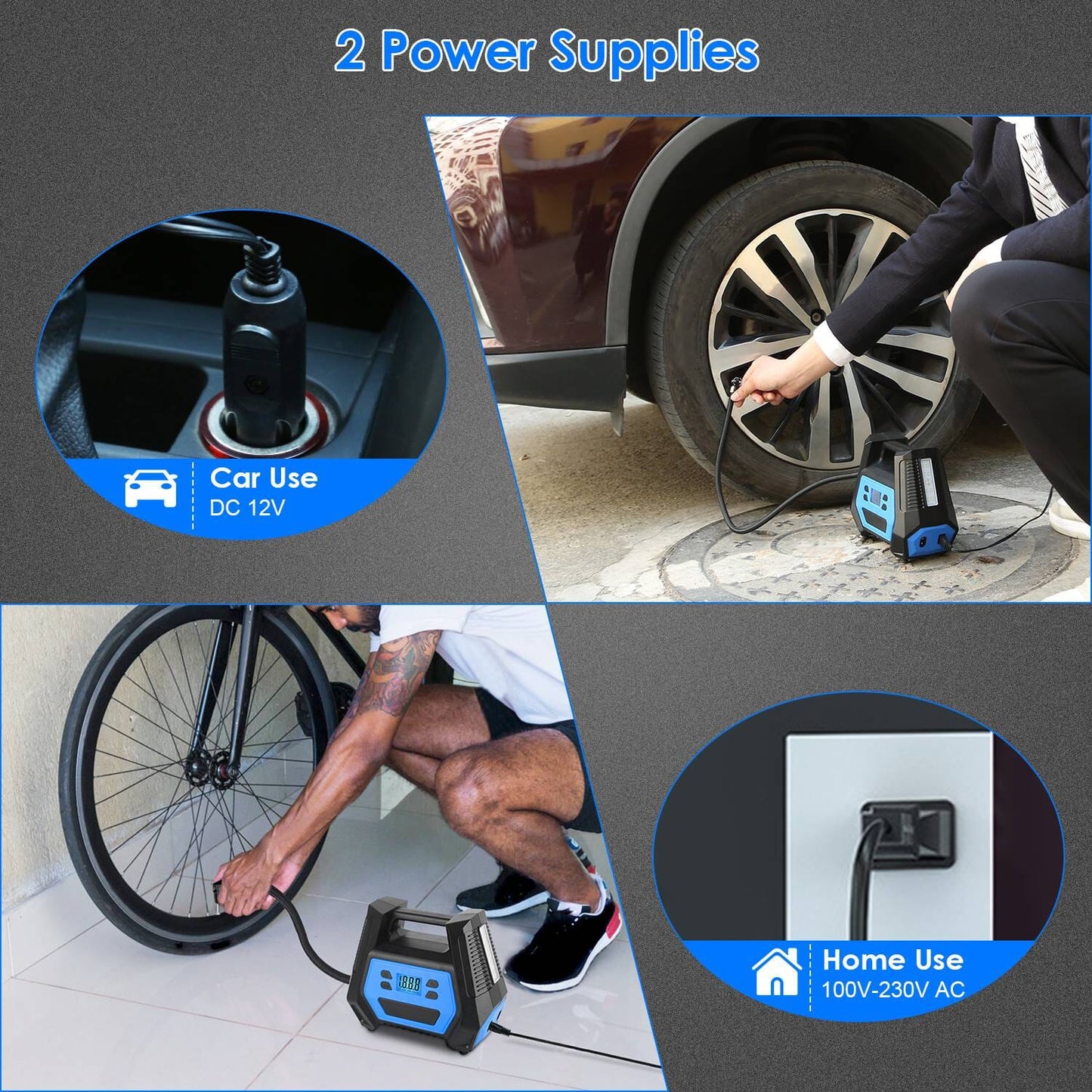 Rynx | 120W Max Power Portable Tire Pump with Digital Display LED Light