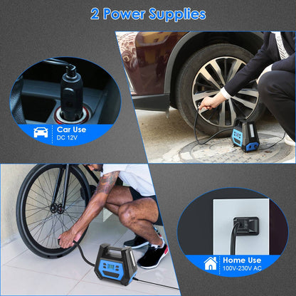 Rynx | 120W Max Power Portable Tire Pump with Digital Display LED Light