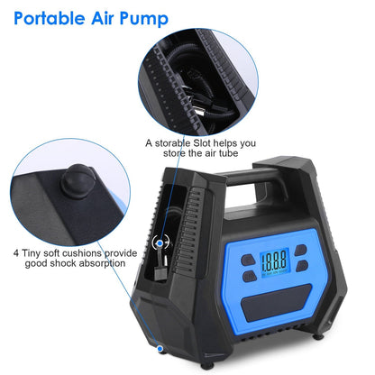 Rynx | 120W Max Power Portable Tire Pump with Digital Display LED Light
