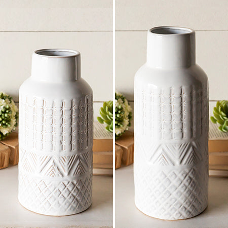 Rynx | Embossed stoneware vase, Choose your size