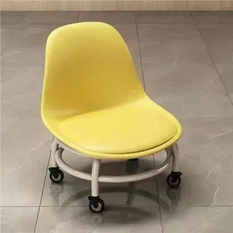Rynx | Low Stool Ottoman, Weight Capacity Children's Stool, Backrest, Small, Living Room Ottoman, Low Chair, Small, Nappa Leather Fabric, Thick, Waterproof, Quiet Wheels, 360 Degrees