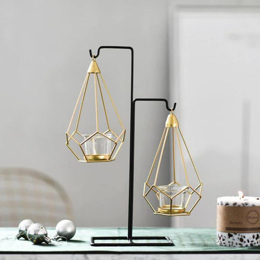 Rynx | GeoLume Geometric Hanging Candle Holder or Vase made of Iron | Modern Design | Versatile Decoration