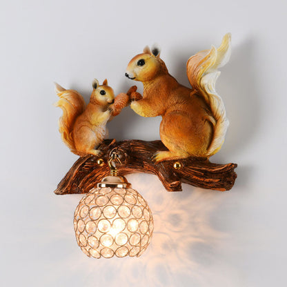 Rynx | Crystanova Wall light | Creative squirrel design | Crystal details | 1-bulb lamp for bedroom