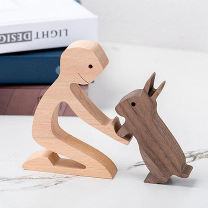 Rynx | Gift for Animal Lovers - Wooden Sculpture Table Ornaments - The Love Between You and Your Furry Friend