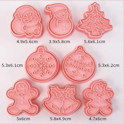 Rynx | 8 Pieces/Set DIY Cake Decoration Tools Christmas Cartoon Cookie Cutter Set Plastic Baking Molds Cookie Tools