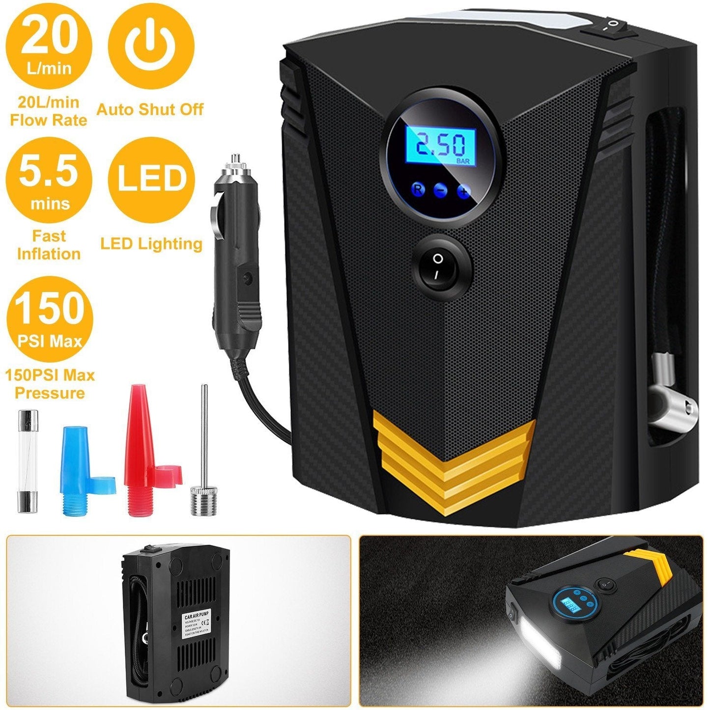 Rynx | 12V DC 100W 150PSI Digital Tire Inflator