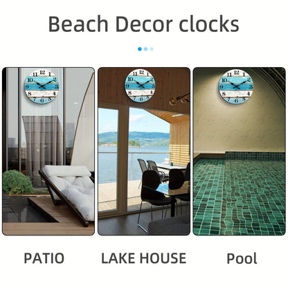 Rynx | Nautical Wall Clock - Silent Round Clock, Blue Theme for Outdoor and Indoor