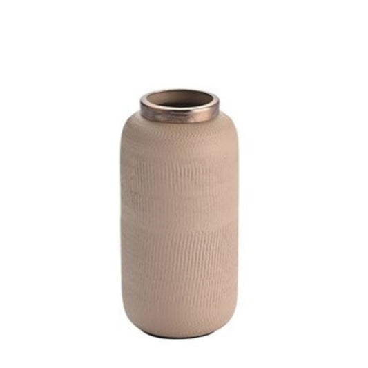 Rynx | Vase metal textured sandstone 18 cm