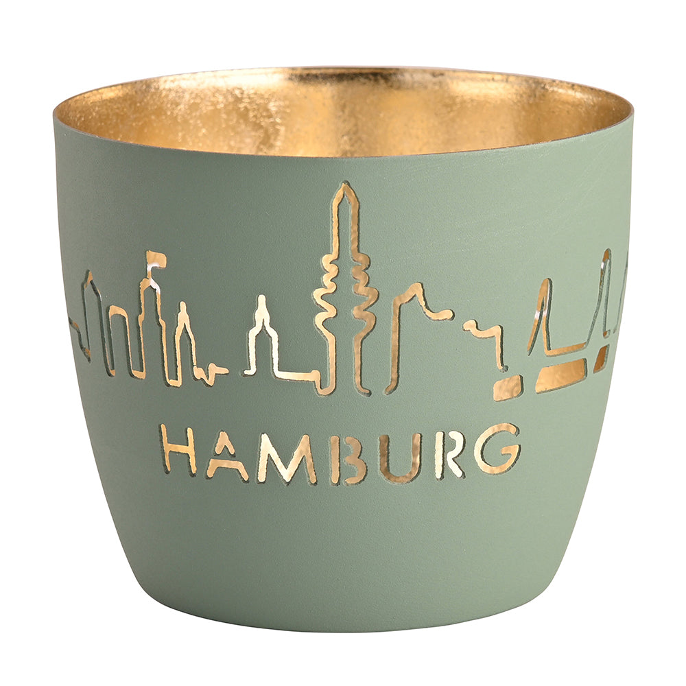 Rynx | Candle Holder Hamburg Skyline powder blue-gold