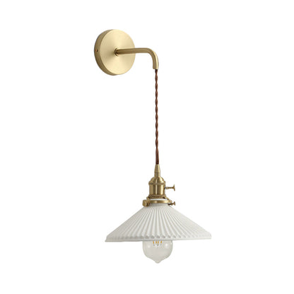 Rynx | Ceramic Ribbed Cone Wall Recessed Lamp 1 Light Modern Stylish Pendant Light in White for Hallway