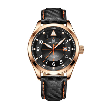 Rynx | Dial Leather Needle Buckle Alloy Weekly Calendar Glass
