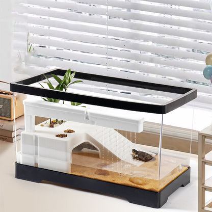 Rynx | Crystal clear turtle tank with drainage and heating platforms