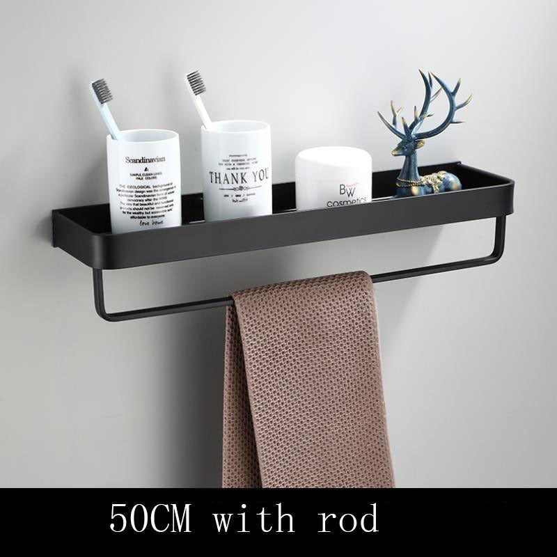Rynx | Black Bathroom Shelf Space Aluminium Wall Mounted