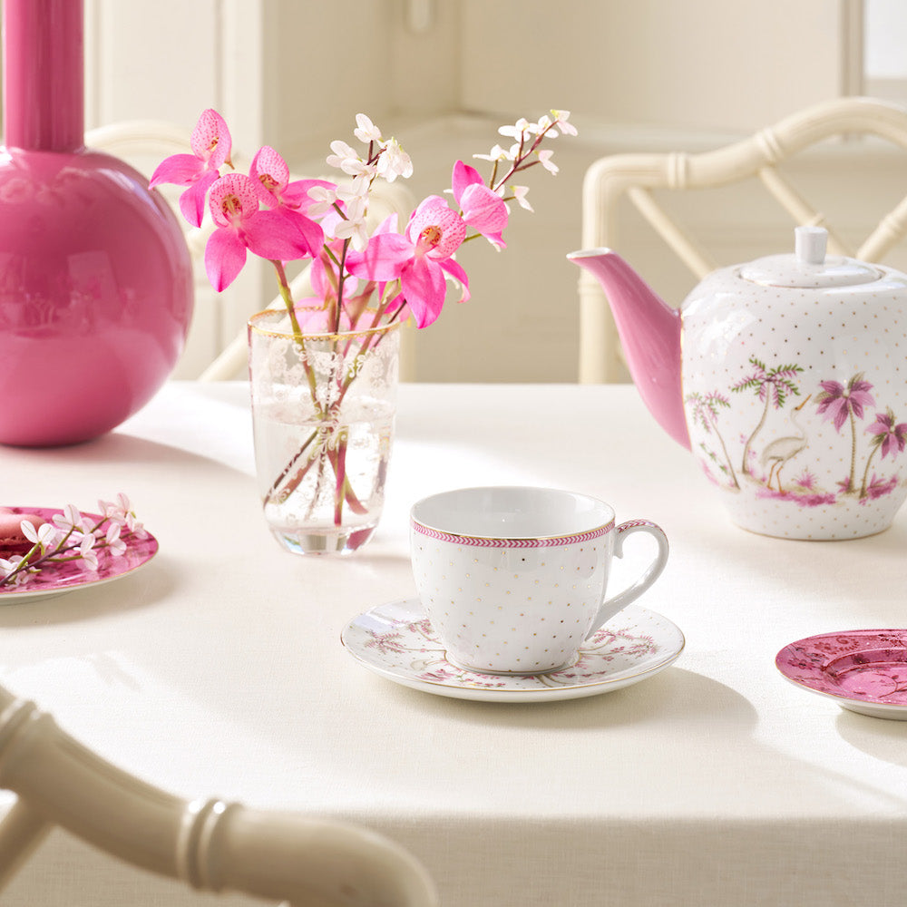 Rynx | Cup & Saucer Jolie Dots gold-colored pink