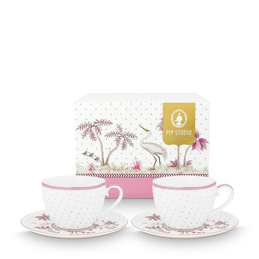 Rynx | Cup & Saucer Jolie Dots 2-piece Set gold-colored pink