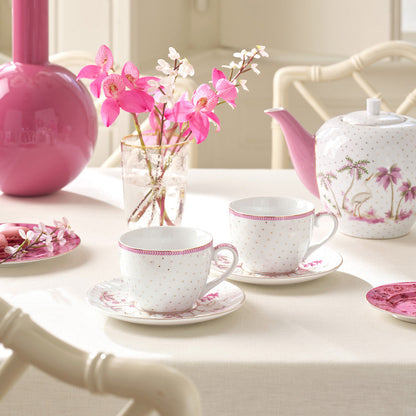 Rynx | Cup & Saucer Jolie Dots 2-piece Set gold-colored pink