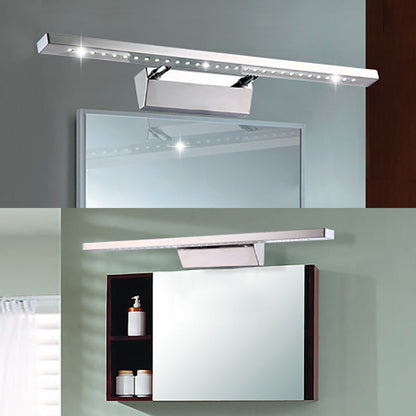 Rynx | Rectangular Interior Mirror Light Stainless Steel 16"/19.5" W LED Modern Wall-Mounted Light in Chrome, Warm/White Lighting