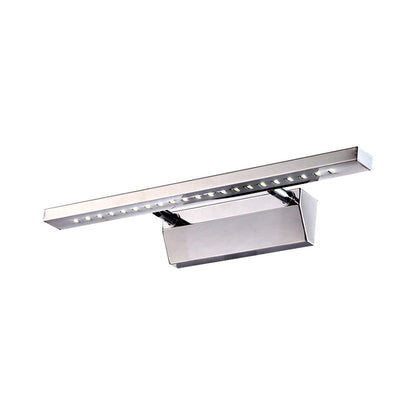 Rynx | Rectangular Interior Mirror Light Stainless Steel 16"/19.5" W LED Modern Wall-Mounted Light in Chrome, Warm/White Lighting