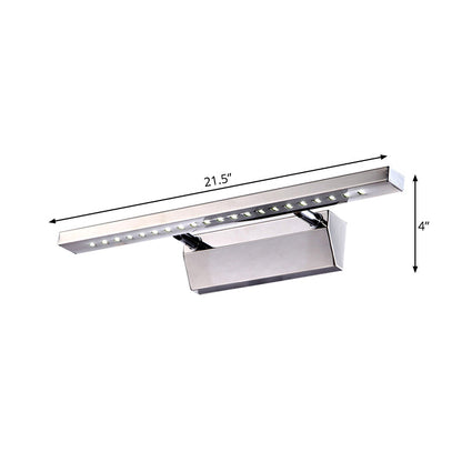 Rynx | Rectangular Interior Mirror Light Stainless Steel 16"/19.5" W LED Modern Wall-Mounted Light in Chrome, Warm/White Lighting