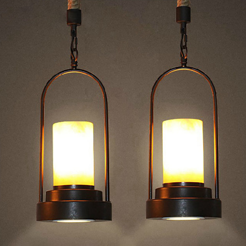 Rynx | HempCandle Industrial Pendant Light | Vintage Rope Design | 1-Light LED Hanging Lamp | Rustic Style