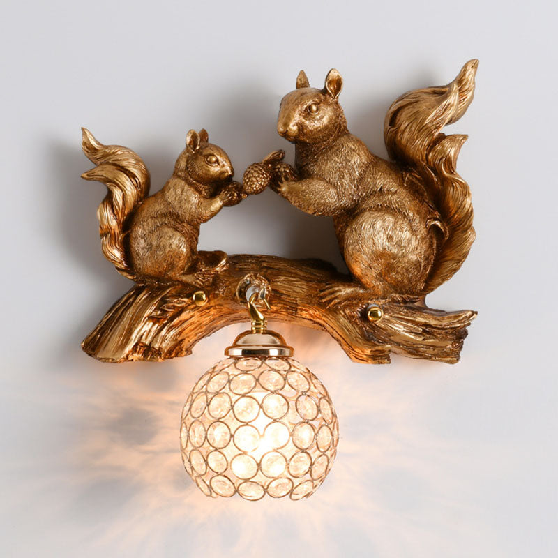 Rynx | Crystanova Wall light | Creative squirrel design | Crystal details | 1-bulb lamp for bedroom