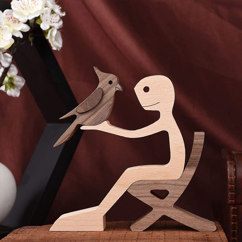 Rynx | Gift for Animal Lovers - Wooden Sculpture Table Ornaments - The Love Between You and Your Furry Friend