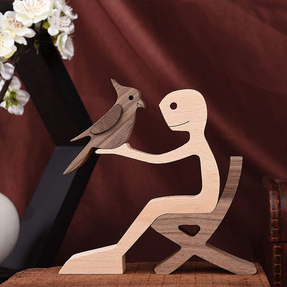 Rynx | Gift for Animal Lovers - Wooden Sculpture Table Ornaments - The Love Between You and Your Furry Friend