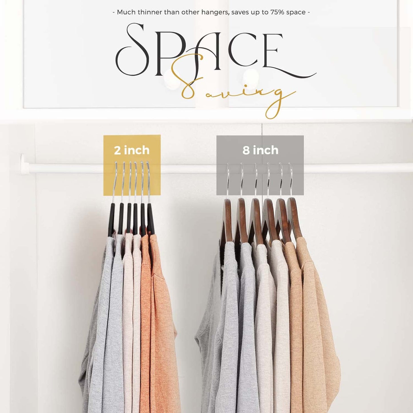 Rynx | 20/30/60 Pack Velvet Hangers - Premium Non-Slip Felt Hangers with Sturdy Black/White Finish - Heavy Duty Coat and Suit Hangers with Space-Saving 360° Rotating Rose Gold/Galvanized Metal Hook