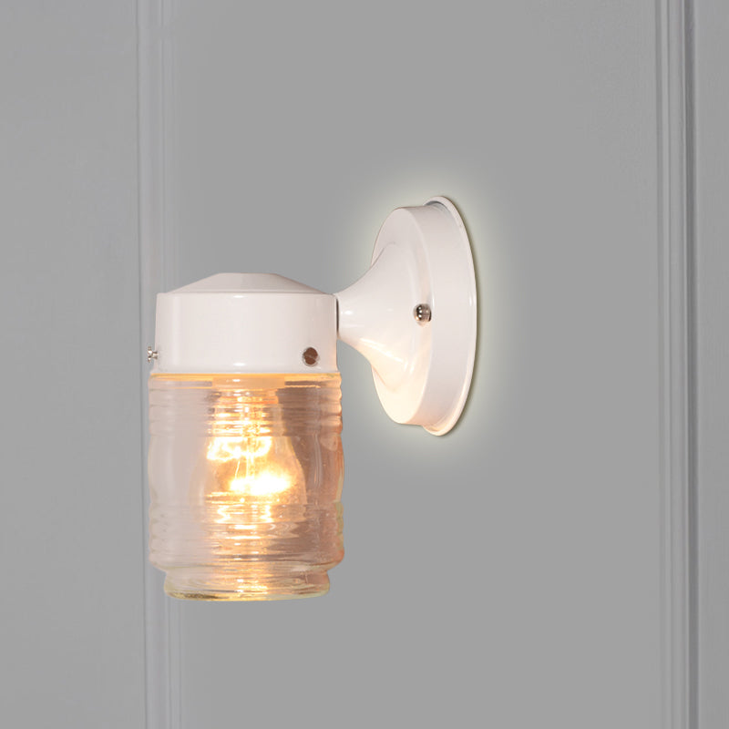 Rynx | Cylindrical Clear Glass Wall Lamp Modern 1 Light Black/White Wall Mounted Light Fixture