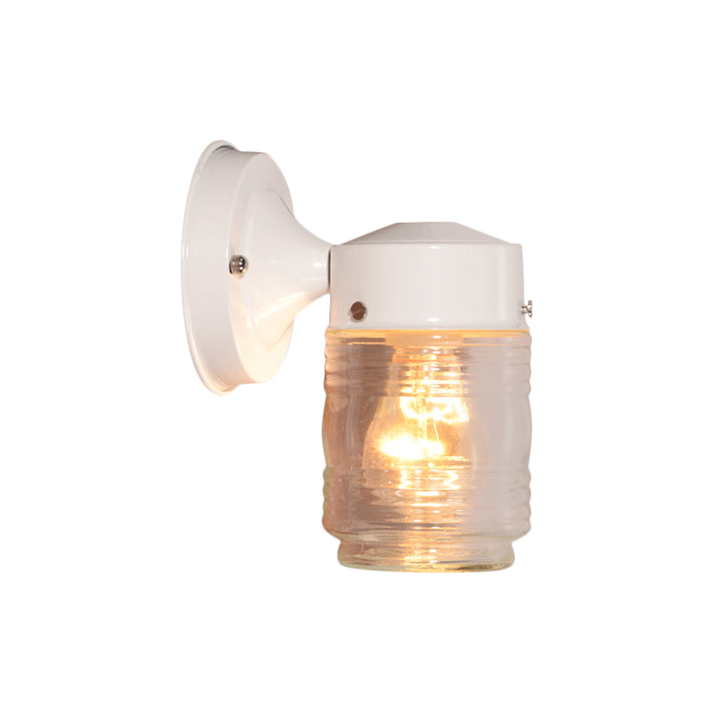 Rynx | Cylindrical Clear Glass Wall Lamp Modern 1 Light Black/White Wall Mounted Light Fixture