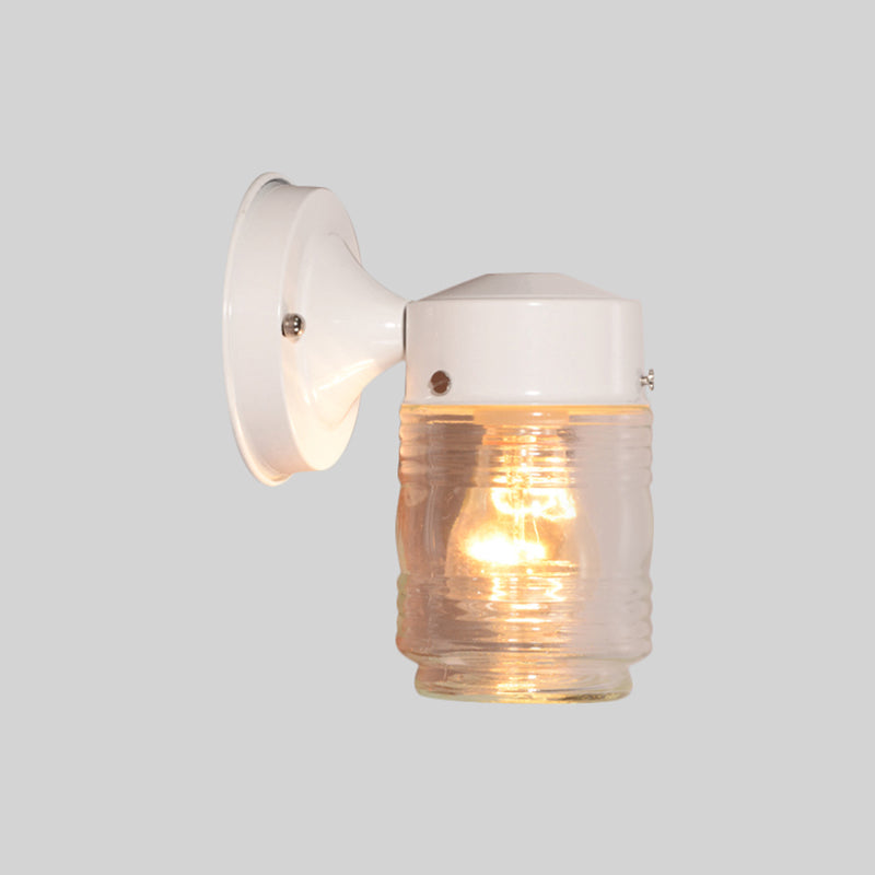 Rynx | Cylindrical Clear Glass Wall Lamp Modern 1 Light Black/White Wall Mounted Light Fixture